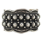 Gene Natan (b. 1950) - Navajo - Sterling Silver Bracelet with Studs and Stamped Design c. 1990s, size 6.25
