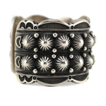 Gene Natan (b. 1950) - Navajo - Sterling Silver Bracelet with Studs and Stamped Design c. 1990s, size 6.25