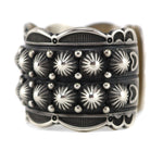 Gene Natan (b. 1950) - Navajo - Sterling Silver Bracelet with Studs and Stamped Design c. 1990s, size 6.25