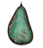 Navajo - Turquoise with Quartz Inclusions and Silver Pendant c. 1950s, 3.25" x 2"