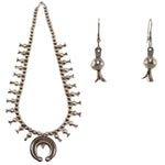 Navajo Arts and Crafts Guild - Silver Squash Blossom Necklace and French Hook Earrings Set c. 1940s