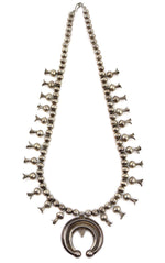 Navajo Arts and Crafts Guild - Silver Squash Blossom Necklace and French Hook Earrings Set c. 1940s
