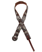 Navajo - Silver and Leather Concho Belt with Stamped Design c. 1960-70s, 42.5" - 43" size waist