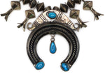 Navajo - Turquoise and Silver Squash Blossom Necklace c. 1950-60s, 24" length