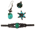 Group of 4 Assorted Native American Turquoise and Silver Jewelry Set c. 1930s