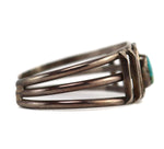 Navajo - Turquoise and Silver Bracelet with Feather and Shadowbox Design c. 1950-60s, size 6.75