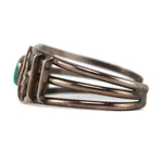Navajo - Turquoise and Silver Bracelet with Feather and Shadowbox Design c. 1950-60s, size 6.75