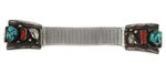 J. Kee - Navajo - Turquoise, Coral, and Silver Watch Band c. 1960s, 6.5" length