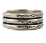 Navajo - Silver Bracelet with Stamped Design c. 1950s, size 6