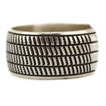 Cippy Crazyhorse (b. 1946) - Cochiti - Sterling Silver Bracelet with Stamped Design c. 2010s, size 6.5