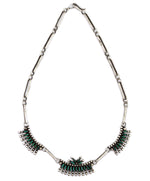 Evangelita Edaakie - Zuni - Turquoise Needle Point and Silver Link Necklace c. 1960s, 16.5" length