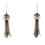 Victoria Haley-Anderson - Navajo - Contemporary Sterling Silver Squash Blossom French Hook Earrings, 1.75" x 0.375"