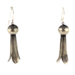 Victoria Haley-Anderson - Navajo - Contemporary Sterling Silver Squash Blossom French Hook Earrings, 1.75" x 0.375"