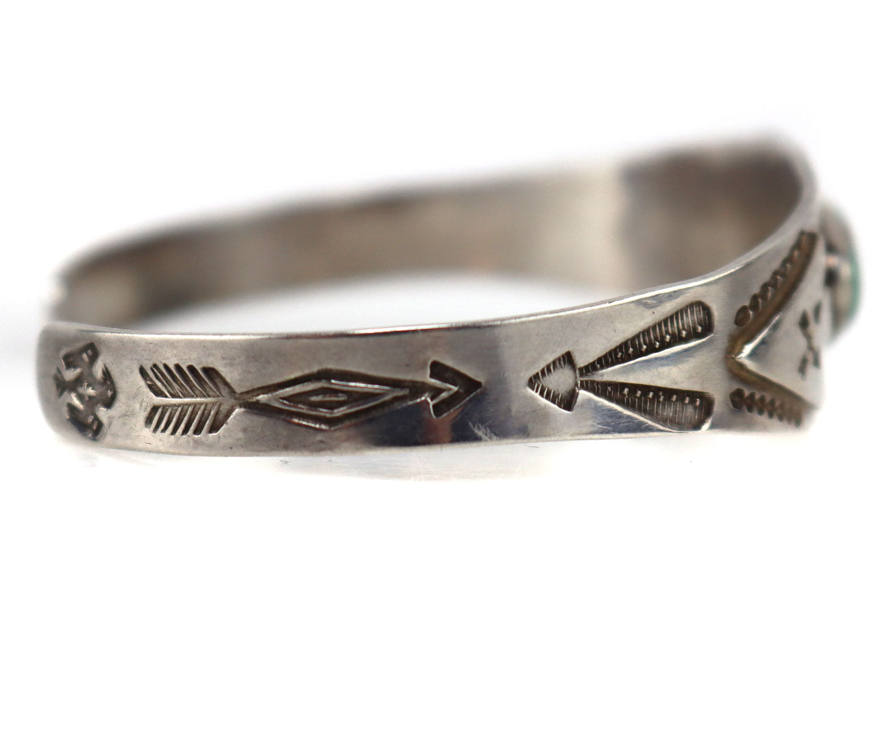 Navajo - Fred Harvey Turquoise and Silver Bracelet with Arrow and Thun
