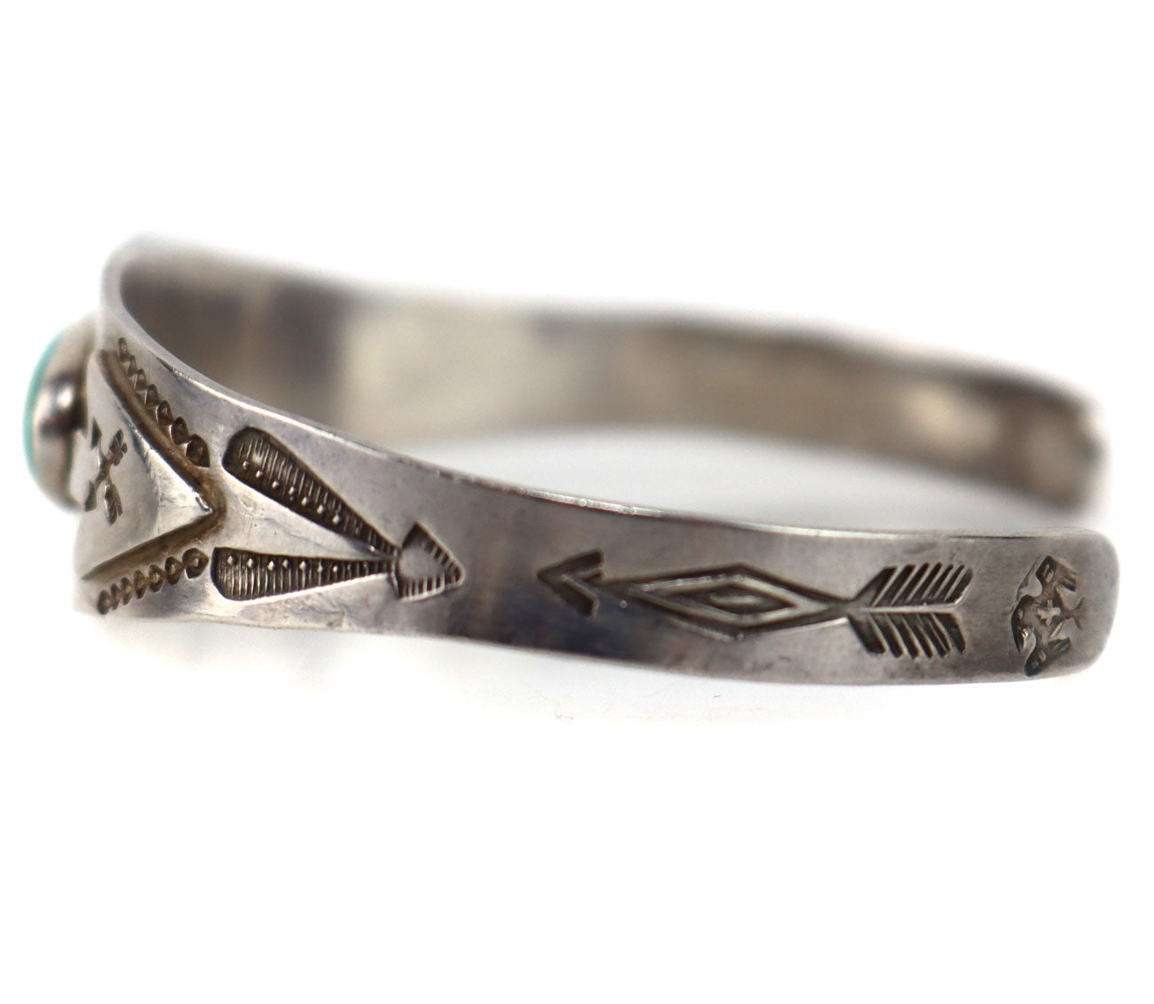 Navajo - Fred Harvey Turquoise and Silver Bracelet with Arrow and Thun Navajo - Fred Harvey Turquoise and Silver Bracelet with Arrow and Thun