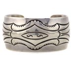 Michael Tahe - Navajo - Sterling Silver Bracelet with Stamped Design c. 1960s, size 6.5
