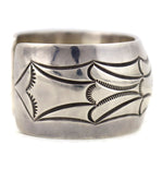 Michael Tahe - Navajo - Sterling Silver Bracelet with Stamped Design c. 1960s, size 6.5