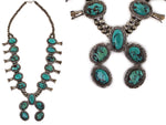 Navajo - Turquoise and Sterling Silver Squash Blossom Necklace c. 1960s, 25" length
