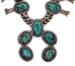 Navajo - Turquoise and Sterling Silver Squash Blossom Necklace c. 1960s, 25" length