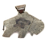 Alvin Yellowhorse - Navajo - Contemporary Multi-Stone Inlay and Sterling Silver Buffalo Pendant, 2.25" x 2.75"