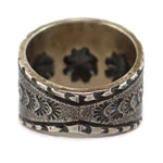 Monty Claw (b. 1977) - Navajo - Contemporary Sterling Silver Tufa Cast Ring with Studs and Stamped Design, size 12
