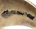 Monty Claw (b. 1977) - Navajo - Contemporary Sterling Silver Tufa Cast Ring with Studs and Stamped Design, size 12