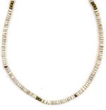 Yakama - Heishi Necklace with Brass Beads c. 1960s, 38" length