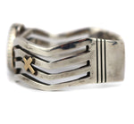 Kee Yazzie (b. 1969) - Navajo - Contemporary Turquoise, 14K Gold, and Silver Bracelet with Crosses, size 6.5