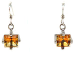 Sam Patania - "Dream Square Earrings" Citrine and Sterling Silver French Hook Earrings, 1.25" x 0.5"