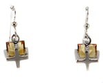 Sam Patania - "Dream Square Earrings" Citrine and Sterling Silver French Hook Earrings, 1.25" x 0.5"