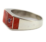 Veronica Benally - Navajo - Contemporary Spiny Oyster and Sugilite Channel Inlay and Sterling Silver Ring, size 8.25