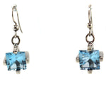 Sam Patania - "Dream Square Earrings" Blue Topaz and Sterling Silver French Hook Earrings, 1.25" x 0.5"
