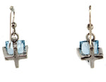 Sam Patania - "Dream Square Earrings" Blue Topaz and Sterling Silver French Hook Earrings, 1.25" x 0.5"