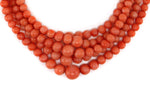 Frank Patania, Sr. (1899-1964) - 5-Strand Coral Beaded and Gold Necklace with Floral Design, 16" length