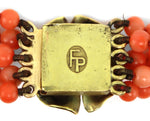 Frank Patania, Sr. (1899-1964) - 5-Strand Coral Beaded and Gold Necklace with Floral Design, 16" length