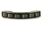 Navajo - Turquoise Inlay and Silver Bracelet with Bear Paw Design c. 1950s, size 6.25