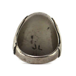 Jimmy Long - Navajo - Turquoise, Coral, and Silver Ring c. 1960s, size 10.75