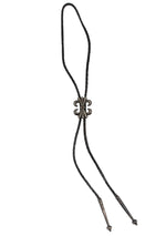 Navajo - Silver Sandcast and Leather Bolo Tie c. 1950-60s, 1.5" x 1.25" bolo