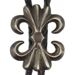 Navajo - Silver Sandcast and Leather Bolo Tie c. 1950-60s, 1.5" x 1.25" bolo