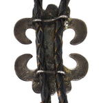 Navajo - Silver Sandcast and Leather Bolo Tie c. 1950-60s, 1.5" x 1.25" bolo