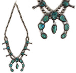 Navajo - Turquoise and Silver Squash Blossom Necklace c. 1950-60s, 24" length