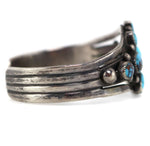 Navajo - Bisbee Turquoise Cluster and Silver Bracelet c. 1960-70s, size 6.5