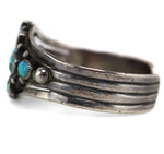 Navajo - Bisbee Turquoise Cluster and Silver Bracelet c. 1960-70s, size 6.5