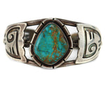 Ray James, Jr. - Navajo - Turquoise and Silver Overlay Bracelet c. 1970s, size 6