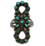Zuni - Turquoise Petit Point and Silver Ring c. 1930-40s, size 6