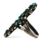 Zuni - Turquoise Petit Point and Silver Ring c. 1930-40s, size 6