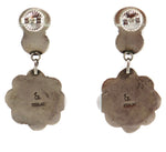 Etta Endito - Navajo - Spiny Oyster, Turquoise, and Sterling Silver Dangle Post Earrings c. 1990s, 2" x 1"