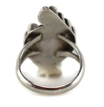 Zuni - Turquoise and Silver Channel Inlay Ring with Hummingbird Design c. 1950s, size 6