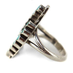 Zuni - Turquoise and Silver Channel Inlay Ring with Hummingbird Design c. 1950s, size 6