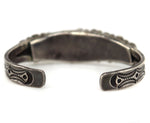 Navajo - Turquoise and Silver Row Bracelet with Stamped Design c. 1920-30s, size 6
